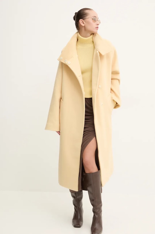 Stine Goya palton de lana C002.2268 galben AW24