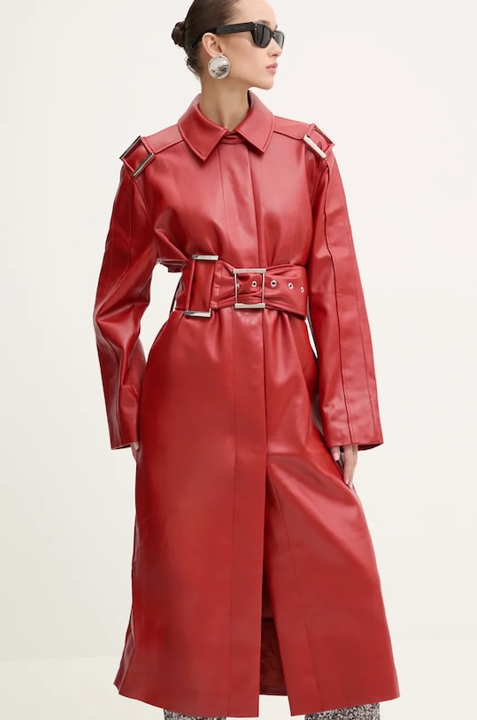 Καμπαρντίνα Stine Goya απομίμηση λείου δέρματος κόκκινο D040.2276