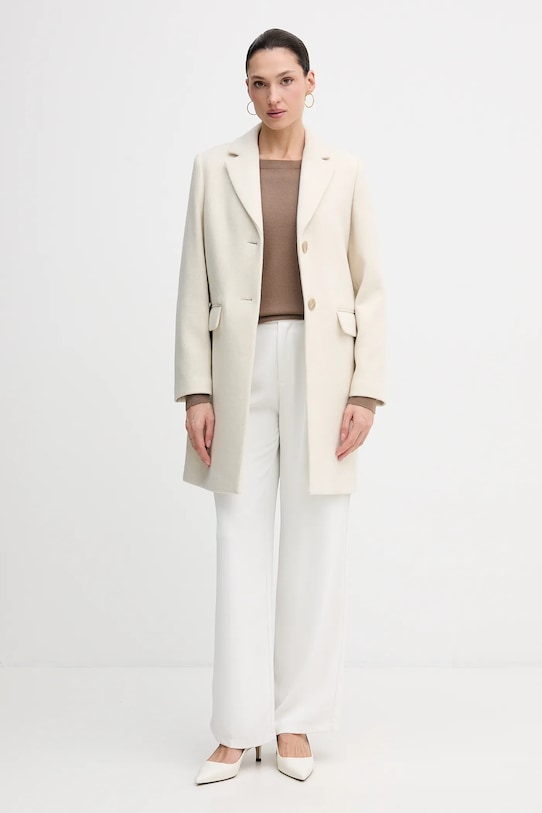 Μάλλινο παλτό Sisley 2JJYLN04N μπεζ AW25