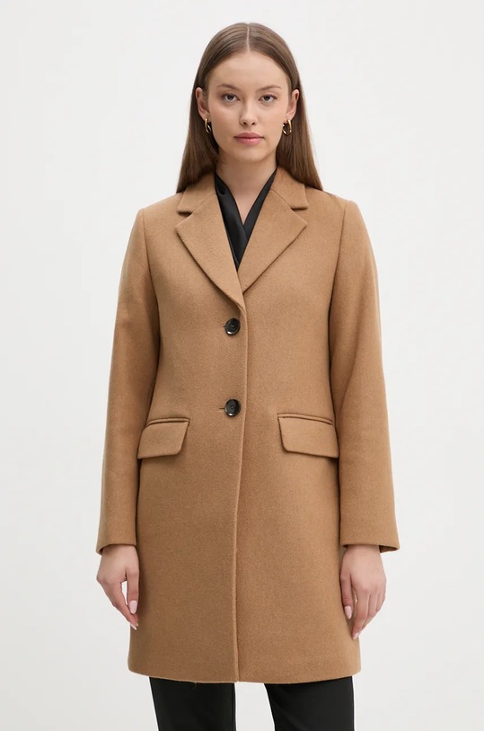 Sisley palton de lana cu captuseala maro 2JJYLN04N