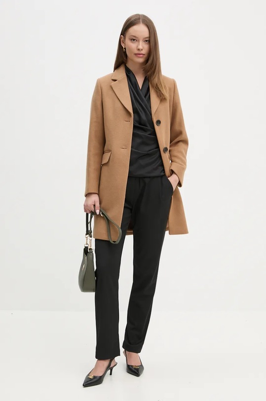 Sisley palton de lana 2JJYLN04N maro AW24
