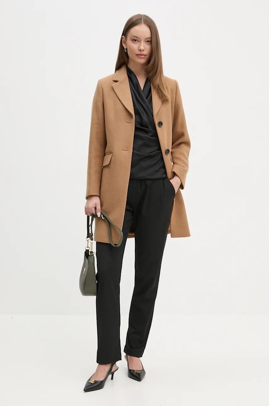 Sisley palton de lana 2JJYLN04N maro AW25