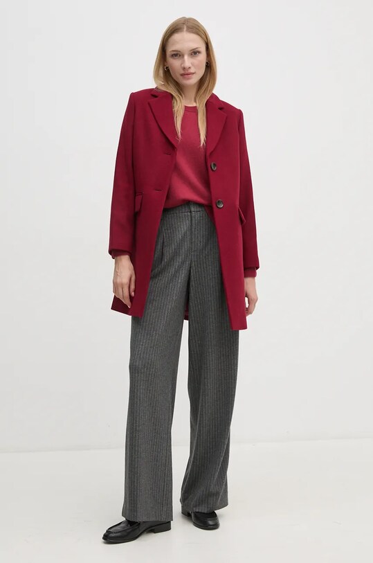 Шерстяное пальто Sisley 2JJYLN04N бордо AW24
