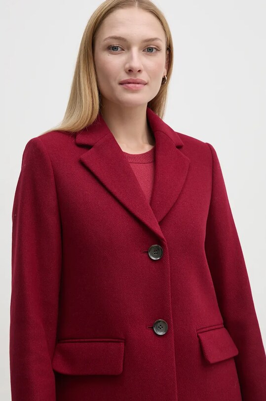 Sisley płaszcz wełniany bordowy 2JJYLN04N