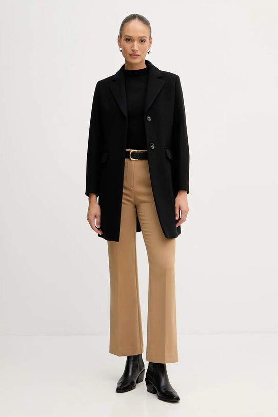Μάλλινο παλτό Sisley 2JJYLN04N μαύρο AW25