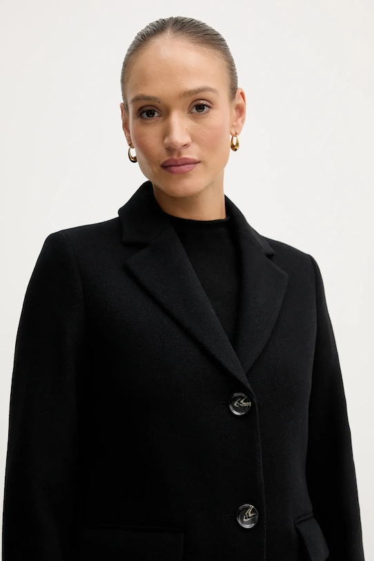 Sisley płaszcz wełniany czarny 2JJYLN04N