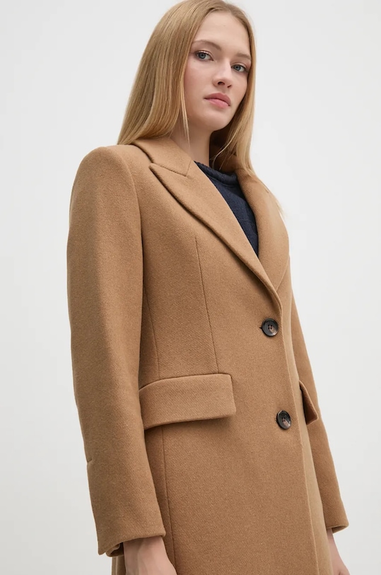 Μάλλινο παλτό Sisley καφέ 2JJYLN04Z