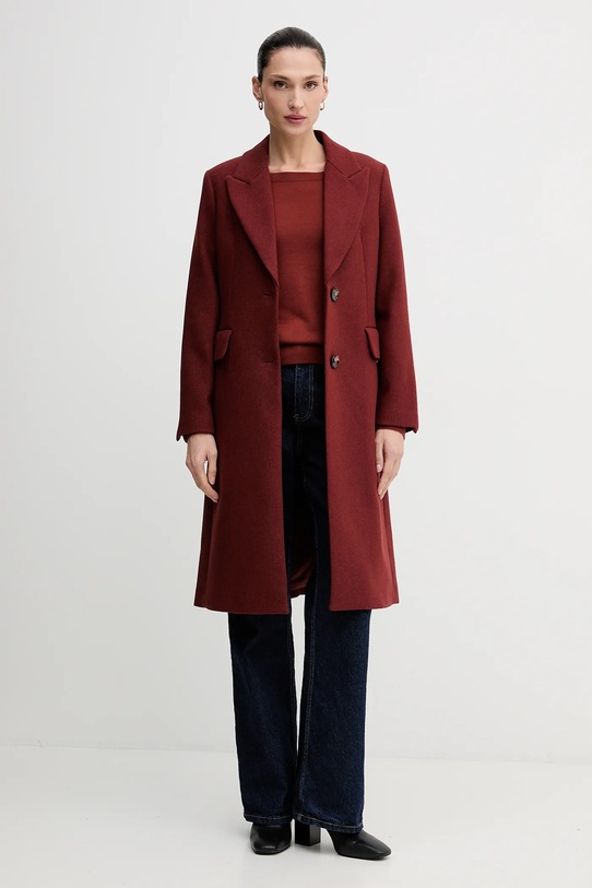 Sisley palton de lână 2JJYLN04Z burgundia NC25