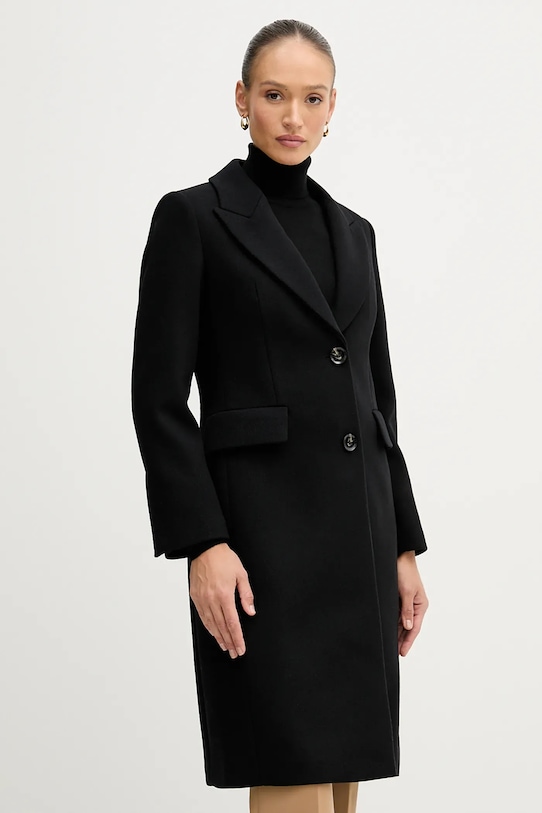 Sisley płaszcz wełniany czarny 2JJYLN04Z