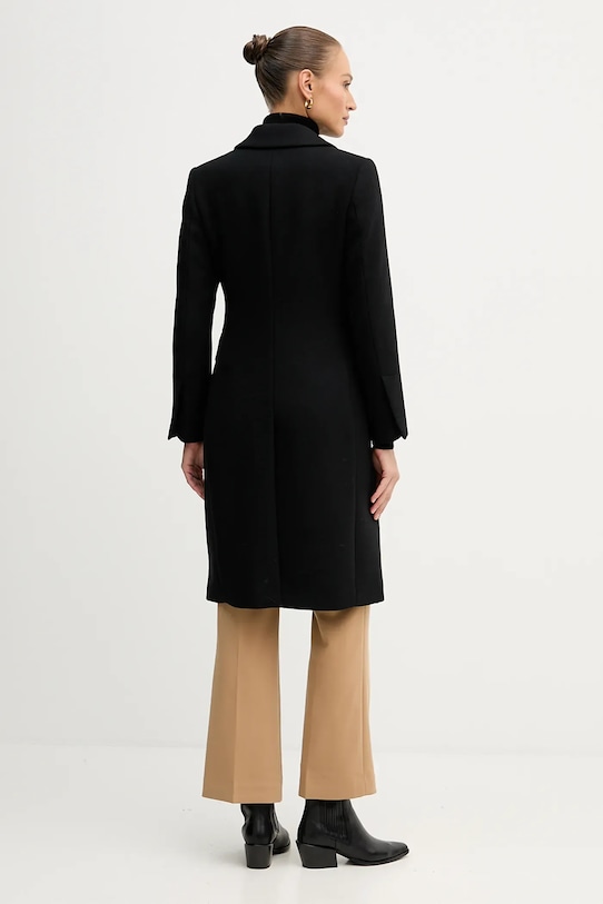 Odzież Sisley płaszcz wełniany 2JJYLN04Z czarny