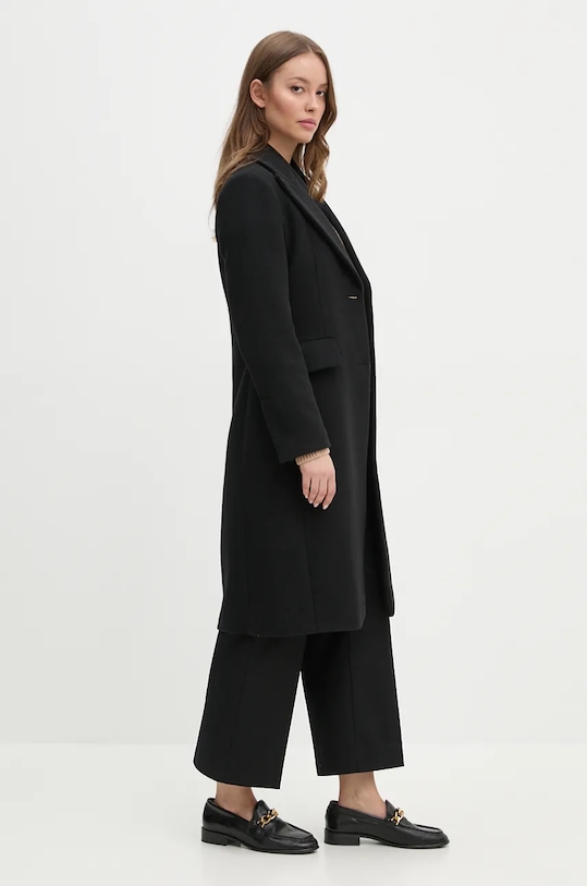 Sisley płaszcz wełniany czarny 2JJYLN04Z