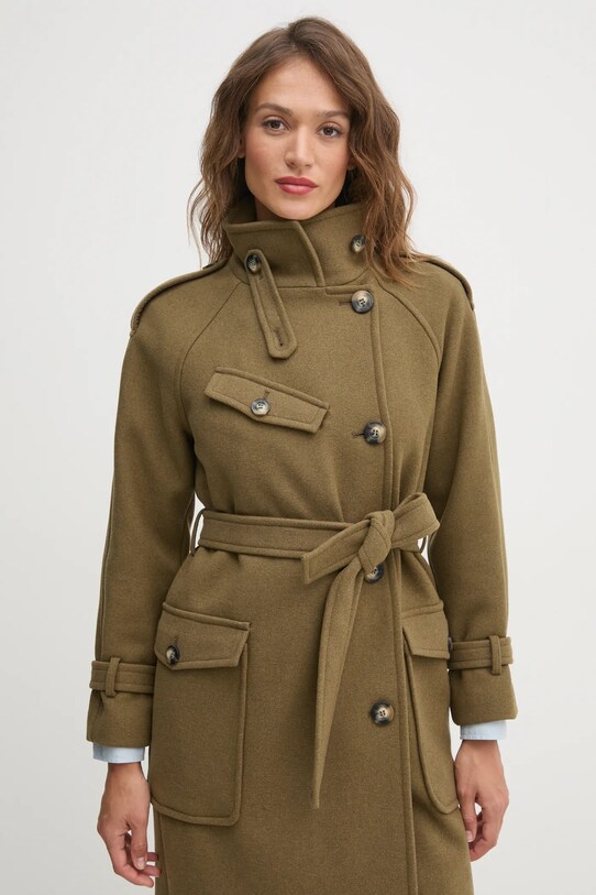Sisley palton din lana 22USLN055 verde