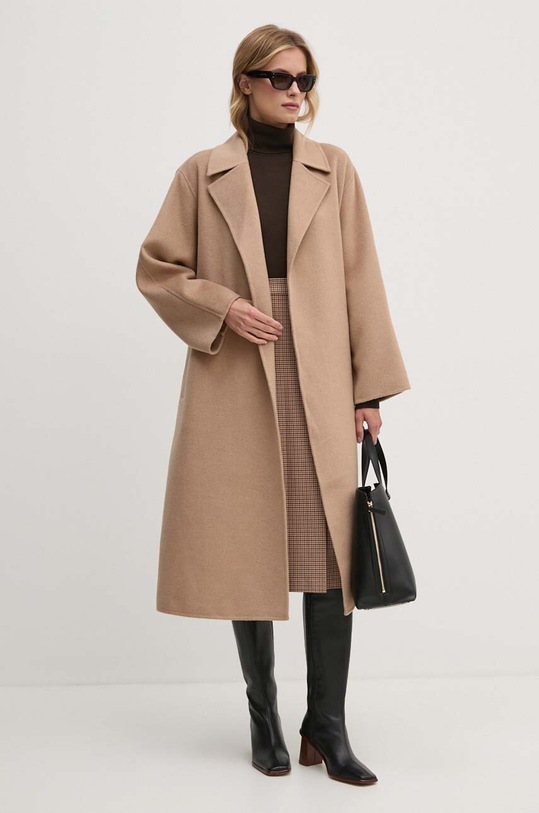 Calvin Klein płaszcz bez kaptura beżowy 00040WL571