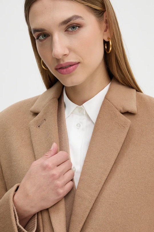 Vlnený kabát Calvin Klein K20K207701 hnedá