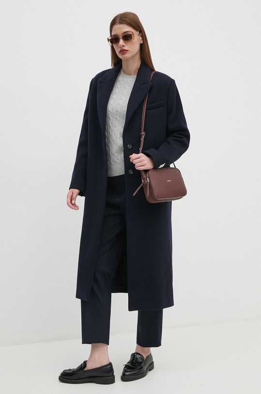 Odzież Calvin Klein płaszcz wełniany K20K207710 granatowy