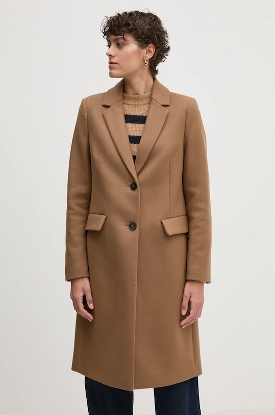 Vuneni kaput Tommy Hilfiger bež WW0WW42738