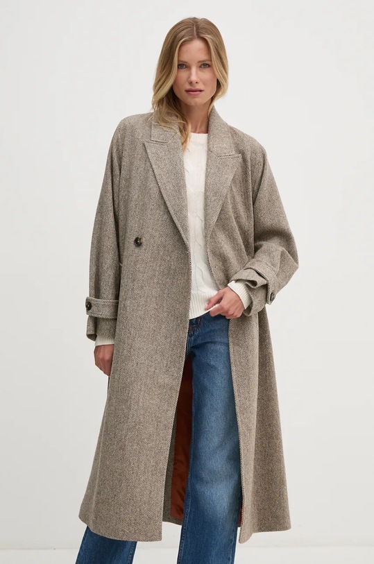 Vuneni kaput Tommy Hilfiger vuna smeđa WW0WW43159