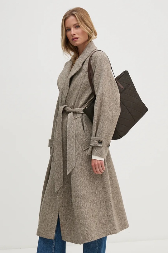 Vuneni kaput Tommy Hilfiger smeđa WW0WW43159