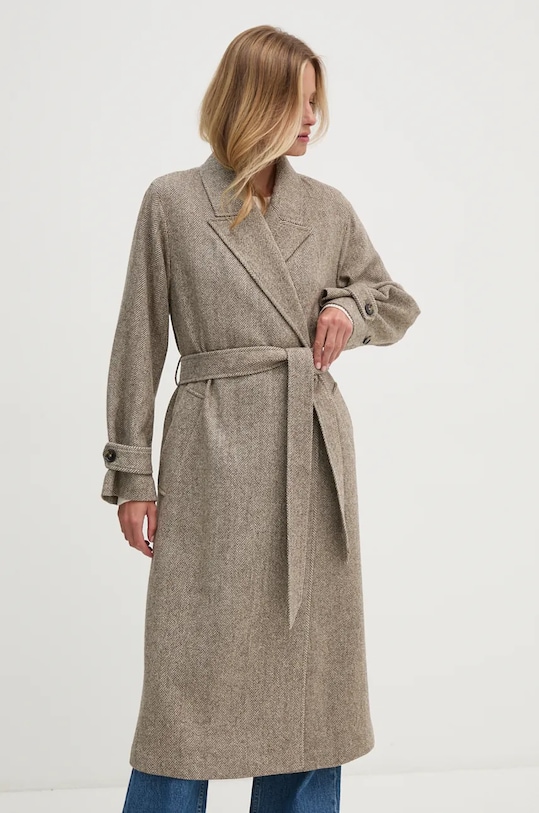 Vuneni kaput Tommy Hilfiger WW0WW43159 smeđa