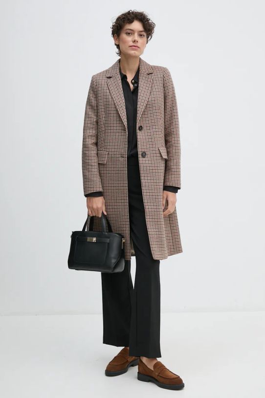 Παλτό από μείγμα μαλλιού Tommy Hilfiger με μείγμα μαλλιού μπεζ WW0WW43195