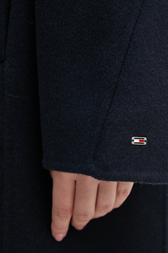 Vlněný kabát Tommy Hilfiger WW0WW43603 námořnická modř