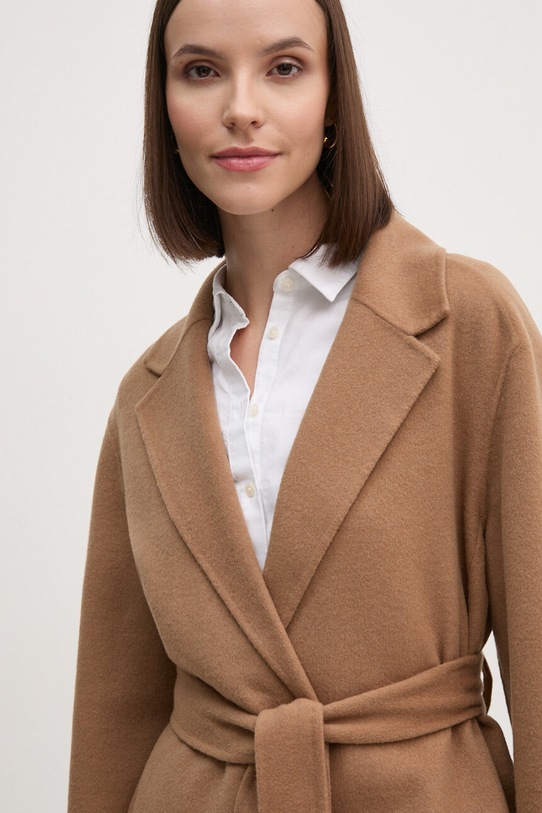 Vuneni kaput Tommy Hilfiger smeđa WW0WW43603