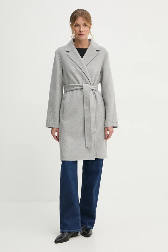 Tommy Hilfiger palton de lână necaptusit gri WW0WW43603
