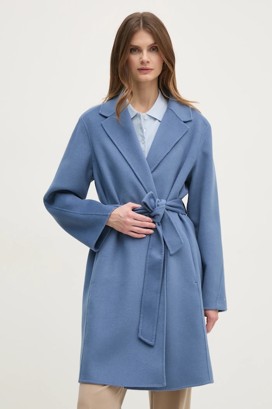 Tommy Hilfiger płaszcz wełniany niebieski WW0WW43603