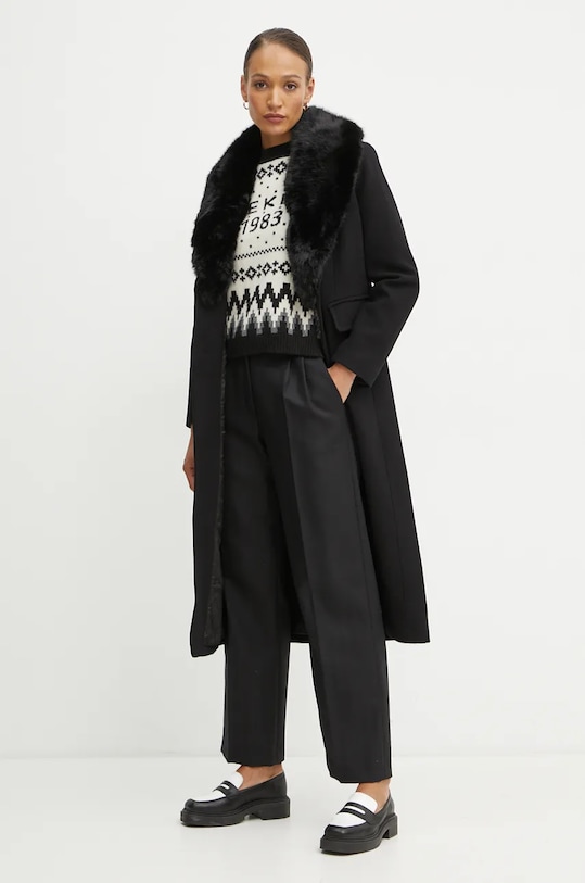 Вовняне пальто MICHAEL Michael Kors 77B6781M12 чорний AW24