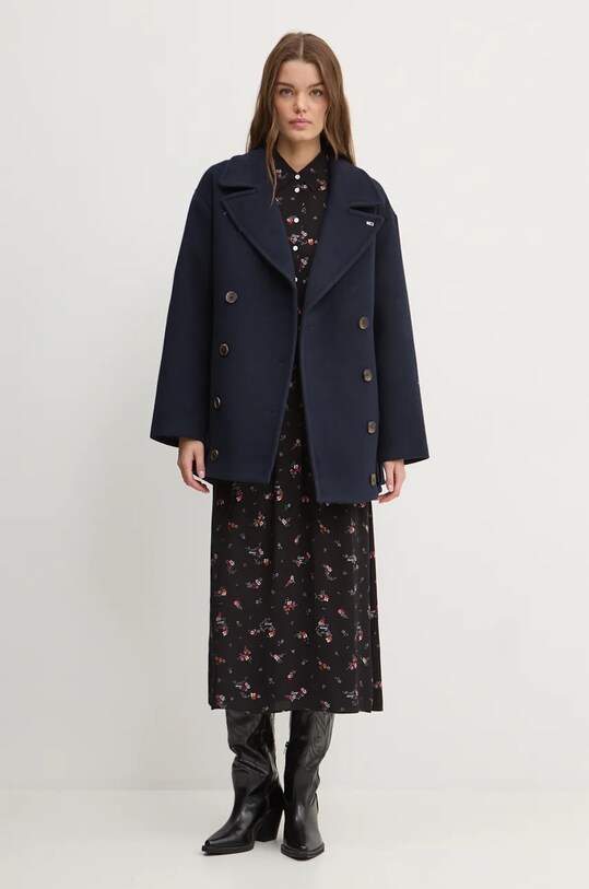 Tommy Jeans palton din lana DW0DW19752 bleumarin AW24