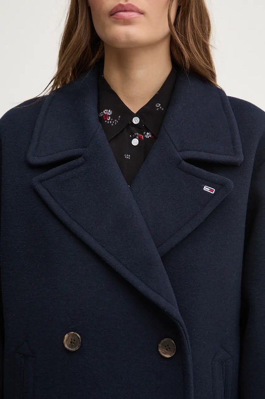 Kabát s příměsí vlny Tommy Jeans DW0DW19752 námořnická modř