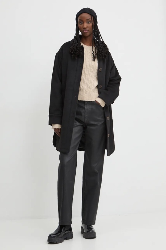 Kabát s příměsí vlny Tommy Jeans DW0DW19831 černá AW24