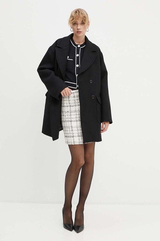 Moschino Jeans płaszcz wełniany czarny 0612.8717