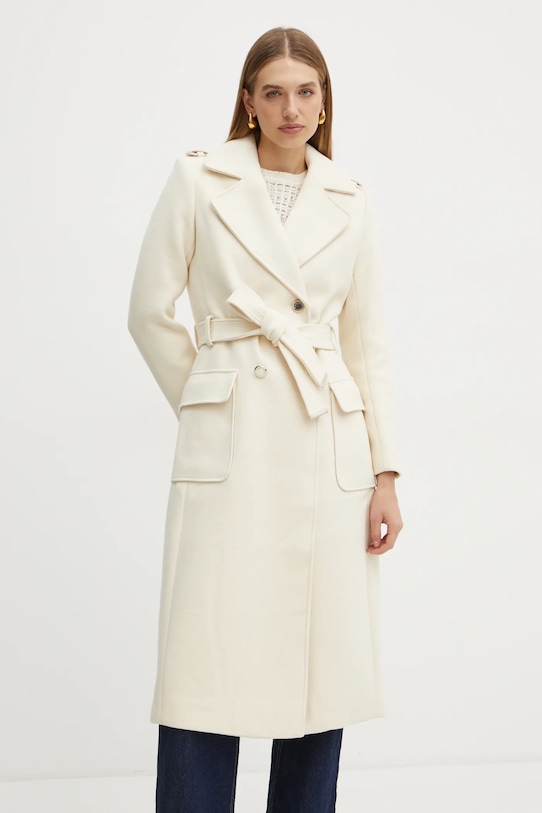 Kabát s prímesou vlny Morgan GANASH bez kapucne béžová GANASH