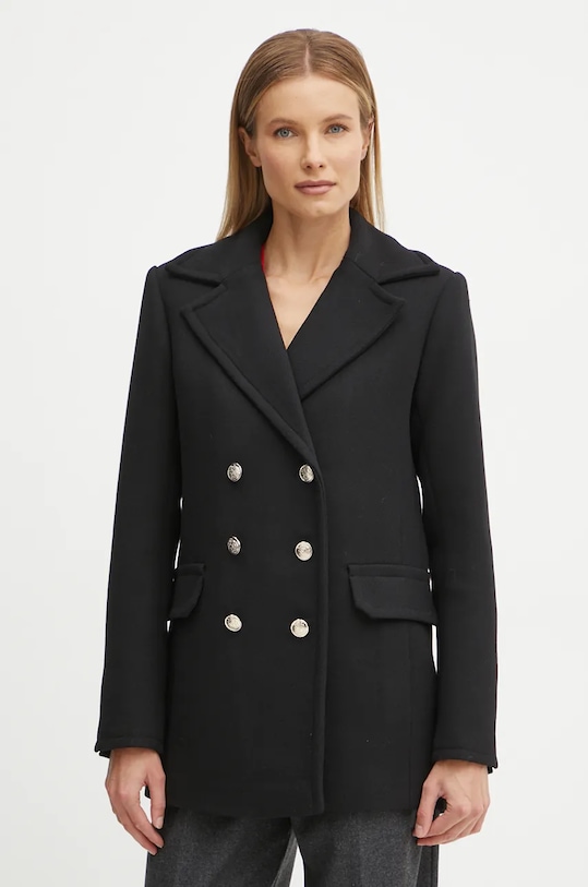 Палто с вълна Morgan GCAB без качулка черен GCAB