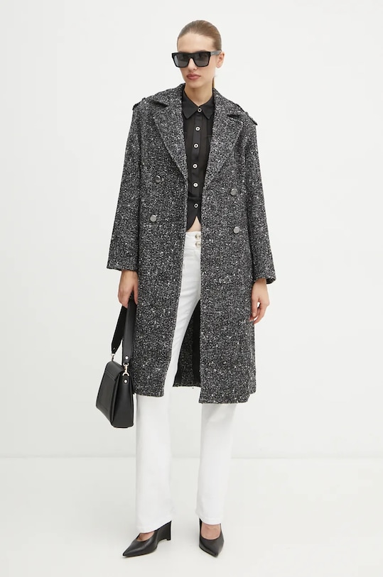 Kabát s prímesou vlny Morgan GINCO bez kapucne čierna GINCO