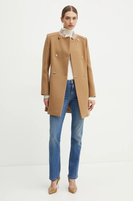 Μάλλινο παλτό Morgan GSUZI GSUZI καφέ AW24