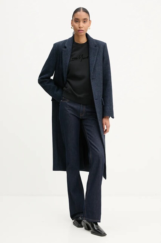 Vlnený kabát ZADIG&VOLTAIRE WWCO00217 tmavomodrá AW24