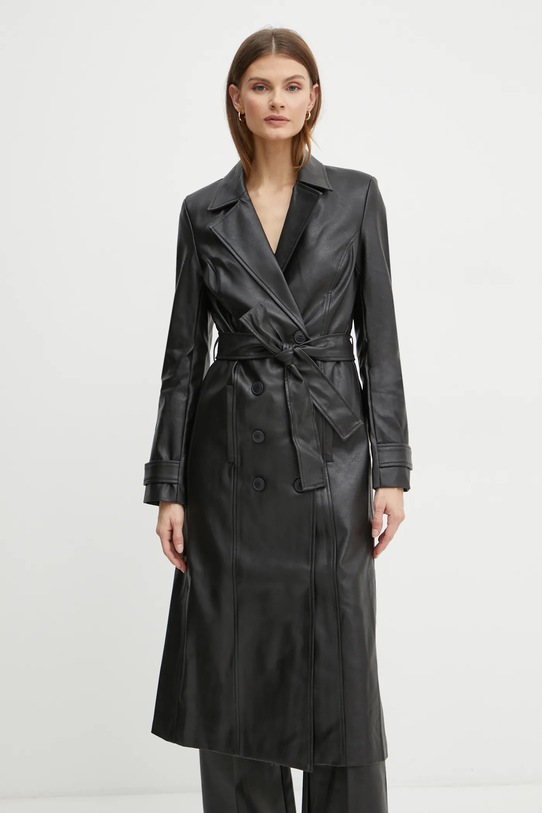 Bardot płaszcz VEGAN LEATHER nieocieplane czarny 56210JB8