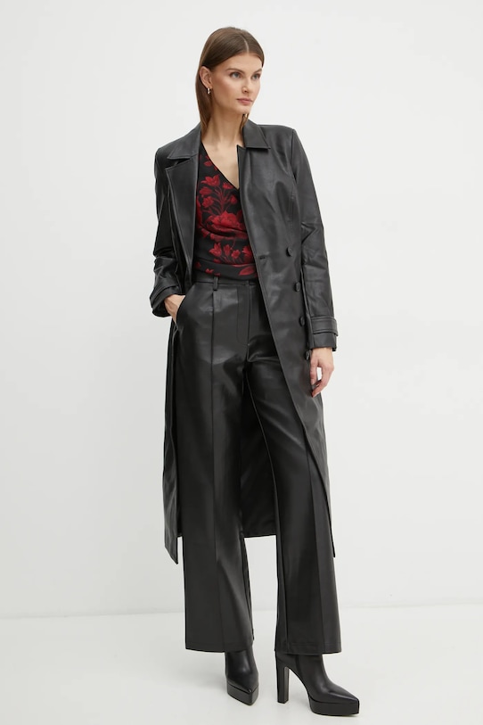 Bardot płaszcz VEGAN LEATHER 56210JB8 czarny AW24