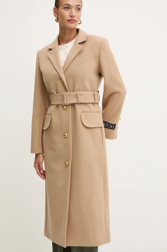 Шерстяное пальто Patou бежевый CO0240003