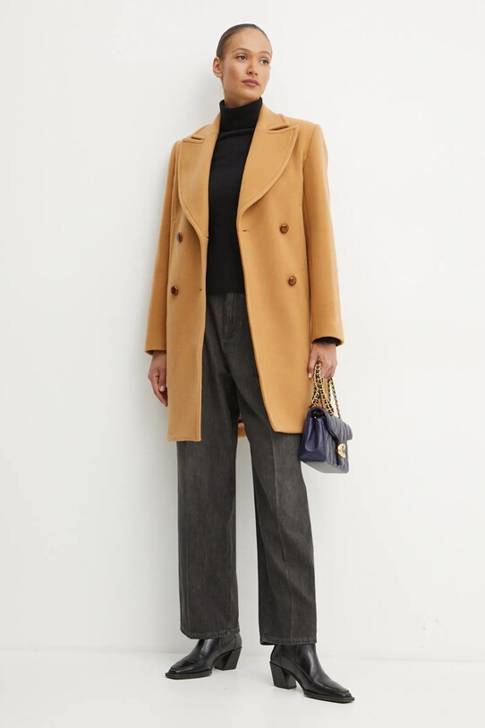 Patou płaszcz wełniany bez kaptura brązowy CO0250183