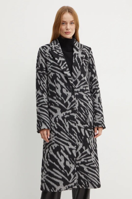 Karl Lagerfeld palton de lana cu captuseala gri 246W1503