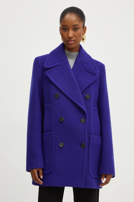 Karl Lagerfeld płaszcz wełniany bez kaptura fioletowy 246W1508