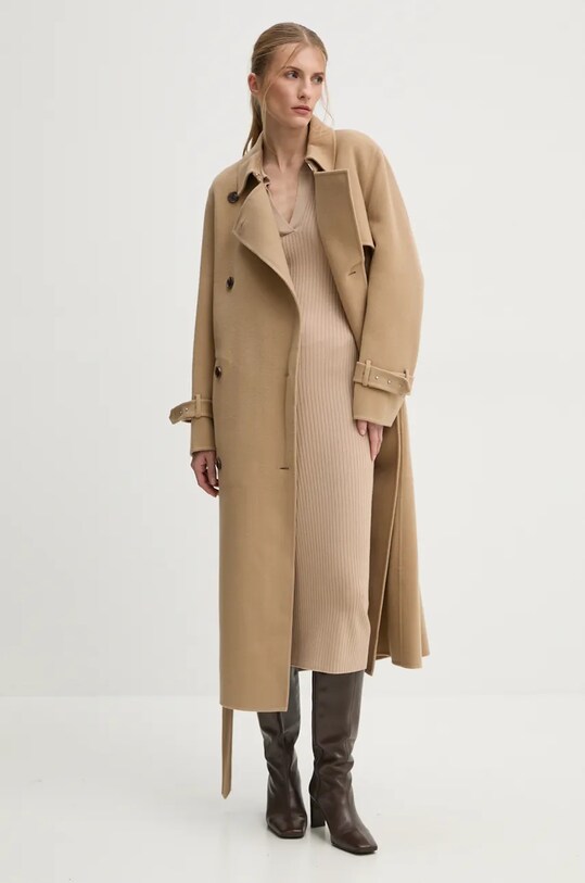 Вовняне пальто Theory O0901418 бежевий AW24
