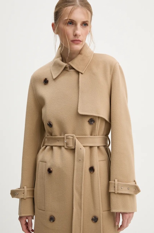 Шерстяное пальто Theory O0901418 бежевый