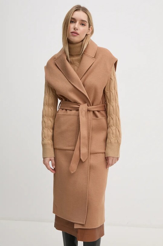 La Petite Française bezrękawnik wełniany PFMODESTE beżowy PFMODESTE