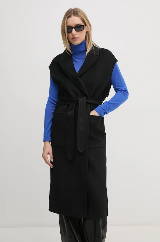 Vlněná vesta La Petite Française PFMODESTE nezateplené černá PFMODESTE