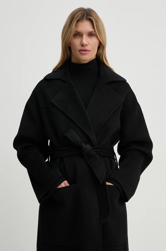 Vuneni kaput Nanushka ALAMO NW23CROW01799 crna AW24