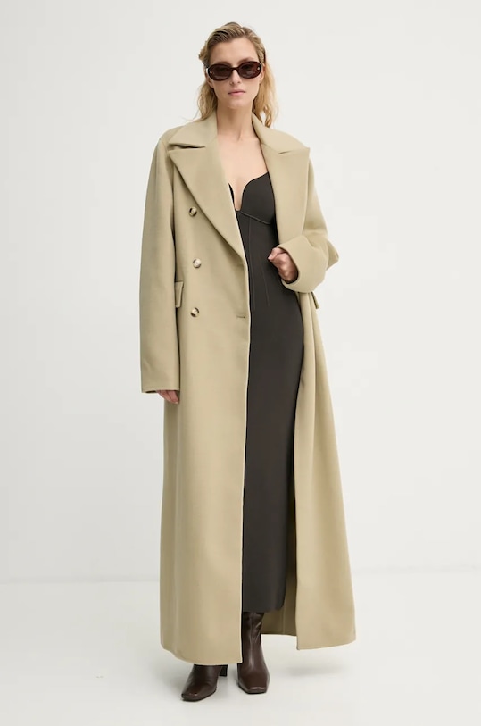 Nanushka palton de lână DAMIRA NW24PFSG27462 verde AW24